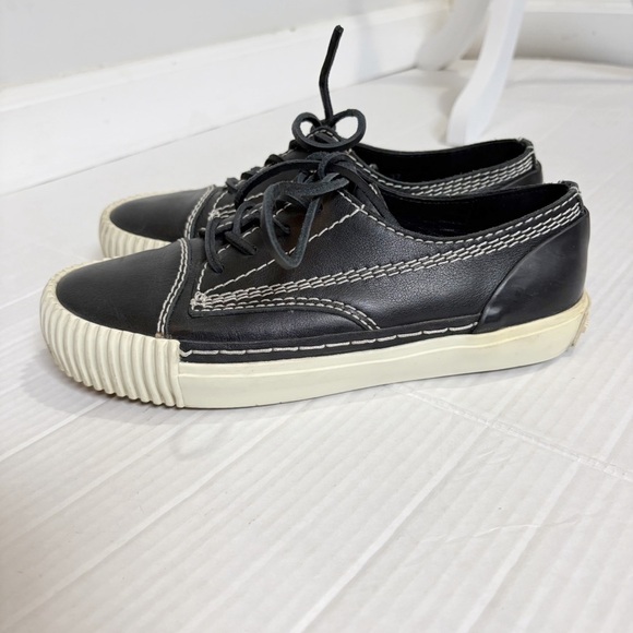 Alexander Wang Perry Low Black Sneakers Black Leather Size 7 Size EU 37 Creeper - Picture 3 of 13